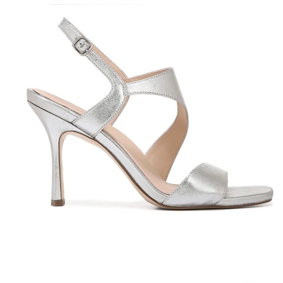 Brand new 27 edit Naturalizer Lanie silver leather womens heel sandals size 8W - Picture 6 of 10